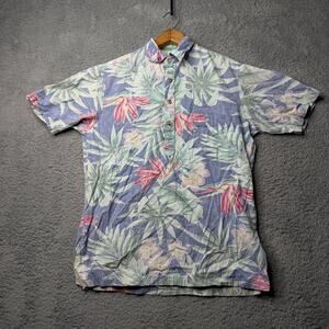 Vintage Hawaiian Shirt Men's Small Purple Floral Aloha Short Sleeve Button Up